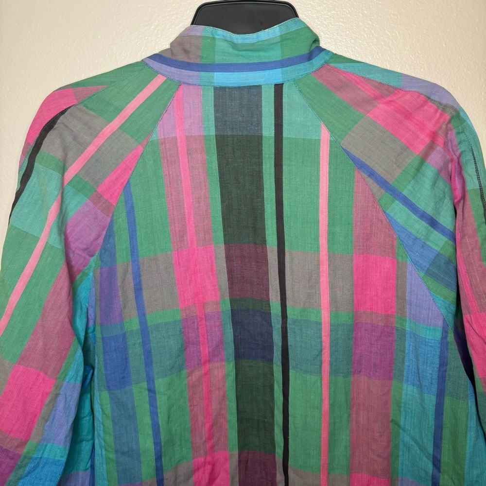 Vintage 80s IZOD Lacoste Madras Plaid Full Zip Bomber Jacket Men’s Medium - Picture 10 of 12
